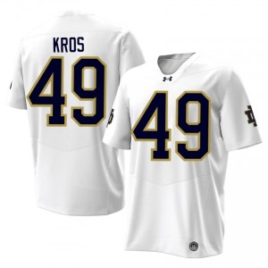 White Andrew Kros #49 Fighting Irish Jersey | Men High School Football Limited Stitched 47866387