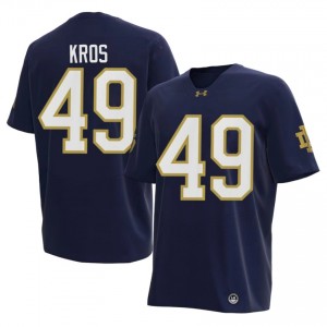 #49 Andrew Kros Notre Dame Navy Jersey | Authentic Embroidery Men Player Football Gear 40403372