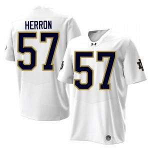 #57 Cam Herron Notre Dame Fighting Irish White Jersey | Elite Stitched Men Player Football Gear 24548947