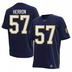 Irish Cam Herron #57 Navy Jersey | Genuine Embroidery NCAA Football Men Apparel 15841095
