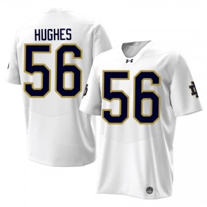 White Elijah Hughes #56 Irish Jersey | Men High School Football Moisture Wicking Stitched 35248097