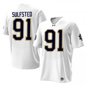 Durable Gordy Sulfsted #91 Notre Dame White Jersey | Men University Football Swen Fan Gear 14834877