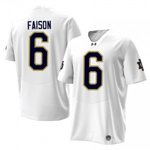 Notre Dame Jordan Faison #6 White Jersey | Pro Cut Stitched NCAA Football Men Apparel 15425687