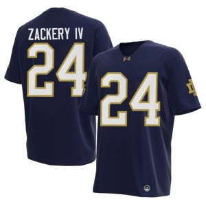 Durable Mark Zackery IV #24 Notre Dame Fighting Irish Navy Jersey | Men University Football Embroidery Fan Gear 17178234