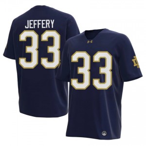 Officially Licensed Matt Jeffery #33 UND Navy Jersey | Men University Football Embroidery Fan Gear 13557442