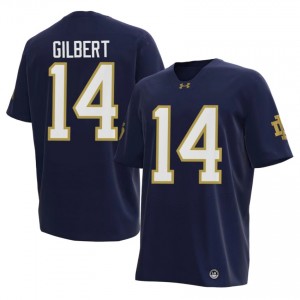 Navy Micah Gilbert #14 Irish Jersey | Men High School Football Moisture Wicking Embroidery 37175386