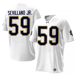 Notre Dame Fighting Irish Sean Sevillano Jr. #59 White Jersey | Genuine Stitch NCAA Football Men Apparel 83074338