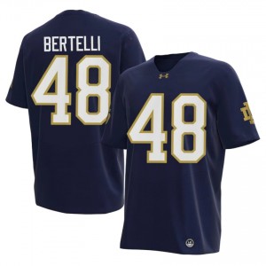 Durable Angelo Bertelli #48 Notre Dame Navy Jersey | Men University Football Embroidery Fan Gear 71407634