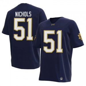 #51 Ben Nichols Notre Dame Navy Jersey | Elite Stitched Men Player Football Gear 63330263