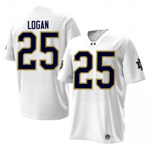 White Brandon Logan #25 Notre Dame Fighting Irish Jersey | Men High School Football Moisture Wicking Stitch 12487291