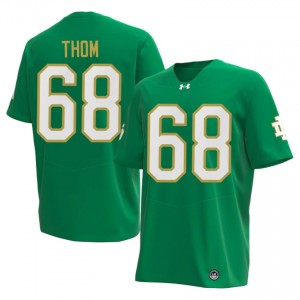 #68 Charlie Thom Notre Dame Fighting Irish Green Jersey | Alumni Stitch Men Player Football Gear 41513540