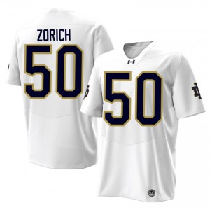 White Chris Zorich #50 Notre Dame Jersey | Men High School Football Licensed Stitched 70797814