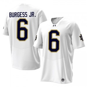 #6 Christopher Burgess Jr. Notre Dame Fighting Irish White Jersey | Elite Swen Men Player Football Gear 20659235