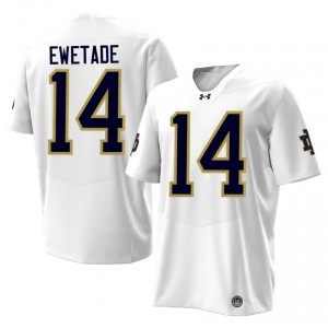 White Ebenezer Ewetade #14 Notre Dame Jersey | Men High School Football Licensed Stitch 24333009