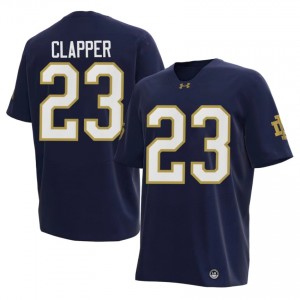 Durable Ja'Kobe Clapper #23 Notre Dame Fighting Irish Navy Jersey | Men University Football Stitched Fan Gear 59881367