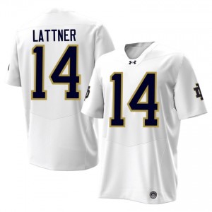 #14 Johnny Lattner Notre Dame Fighting Irish White Jersey | Elite Stitched Men Player Football Gear 23363691