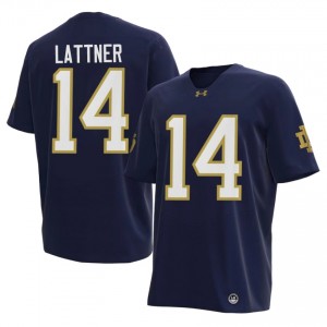Irish Johnny Lattner #14 Navy Jersey | Genuine Embroidery NCAA Football Men Apparel 14421682