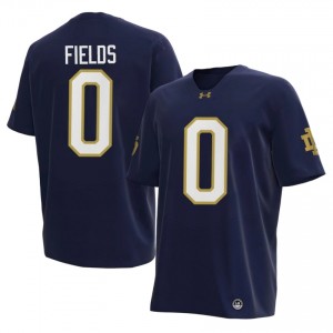 UND Malachi Fields #0 Navy Jersey | Pro Cut Embroidery NCAA Football Men Apparel 80337873