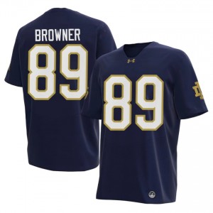 Navy Ross Browner #89 Irish Jersey | Men High School Football Moisture Wicking Embroidery 89353243