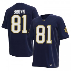 Navy Tim Brown #81 Fighting Irish Jersey | Men High School Football Limited Embroidery 25013568