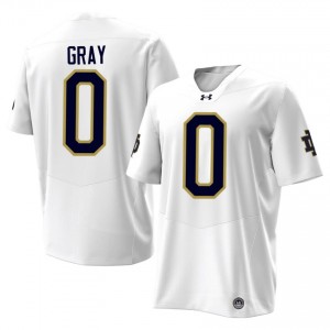 White Tionne Gray #0 Fighting Irish Jersey | Men High School Football Limited Swen 17630757