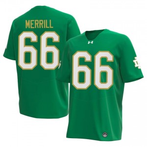 Officially Licensed Tyler Merrill #66 Notre Dame Green Jersey | Men University Football Stitch Fan Gear 52707751