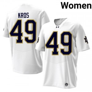 UND Andrew Kros #49 White Jersey | Pro Cut Stitched NCAA Football Women Apparel 40156734