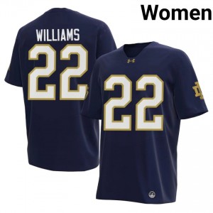 Navy Aneyas Williams #22 Fighting Irish Jersey | Women High School Football Limited Embroidery 52738134