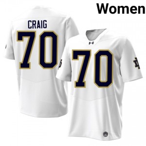 Elite Thread Ashton Craig #70 Notre Dame Fighting Irish White Jersey | Women University Football Stitch Fan Gear 19567818