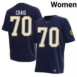 Navy Ashton Craig #70 Fighting Irish Jersey | Women High School Football Limited Stitched 34846618
