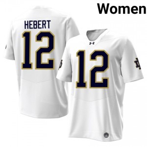 Officially Licensed Blake Hebert #12 Notre Dame White Jersey | Women University Football Stitched Fan Gear 57843777