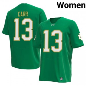 Elite Thread CJ Carr #13 Notre Dame Fighting Irish Green Jersey | Women University Football Stitch Fan Gear 52958286