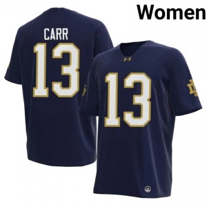 #13 CJ Carr Notre Dame Navy Jersey | Authentic Embroidery Women Player Football Gear 17338482