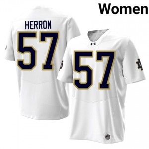 Cam Herron #57 Notre Dame Fighting Irish Jersey | Gameday White College Football Women Stitched 60133398