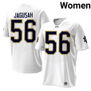 #56 Charles Jagusah Notre Dame White Jersey | Authentic Stitched Women Player Football Gear 57627729
