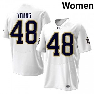 #48 Chase Young Notre Dame White Jersey | Elite Stitched Women Player Football Gear 33887504