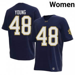 Notre Dame Fighting Irish Chase Young #48 Navy Jersey | Genuine Embroidery NCAA Football Women Apparel 98768850