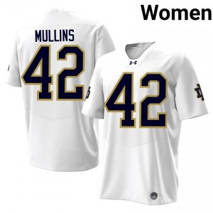 #42 Cole Mullins Irish White Jersey | Alumni Stitched Women Player Football Gear 85319117
