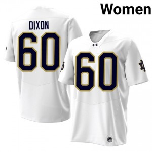 #60 Davion Dixon Notre Dame Fighting Irish White Jersey | Elite Swen Women Player Football Gear 99750158