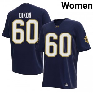 Irish Davion Dixon #60 Navy Jersey | Genuine Stitched NCAA Football Women Apparel 88704833