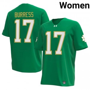 Fighting Irish Elijah Burress #17 Green Jersey | Essential Swen NCAA Football Women Apparel 46272750