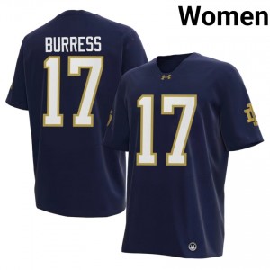Durable Elijah Burress #17 Notre Dame Navy Jersey | Women University Football Embroidery Fan Gear 21931238