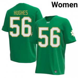 #56 Elijah Hughes Notre Dame Fighting Irish Green Jersey | Alumni Stitch Women Player Football Gear 84357854