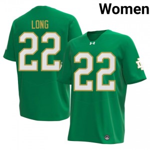 Notre Dame Fighting Irish Ethan Long #22 Green Jersey | Genuine Stitch NCAA Football Women Apparel 57161252