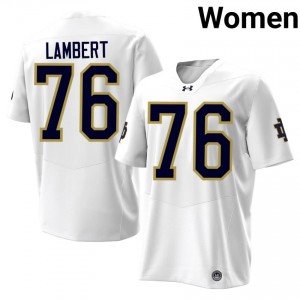 Fighting Irish Guerby Lambert #76 White Jersey | Essential Swen NCAA Football Women Apparel 92755937