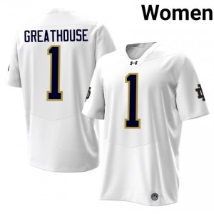 Elite Thread Jaden Greathouse #1 Irish White Jersey | Women University Football Stitched Fan Gear 83748607
