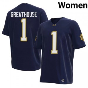 Navy Jaden Greathouse #1 Fighting Irish Jersey | Women High School Football Limited Embroidery 15624482