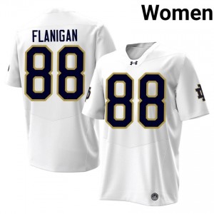 Officially Licensed James Flanigan #88 UND White Jersey | Women University Football Stitch Fan Gear 37363992