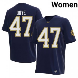 #47 Jason Onye Fighting Irish Navy Jersey | Classic Embroidery Women Player Football Gear 62526565