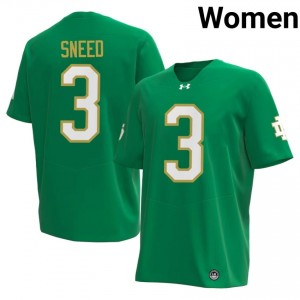 Officially Licensed Jaylen Sneed #3 Notre Dame Green Jersey | Women University Football Stitch Fan Gear 41594328